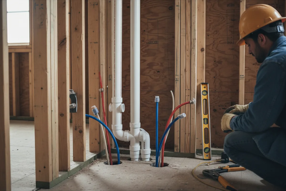 Drain and supply rough-in during Drain Cleaning in Warrendale